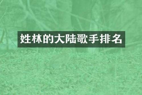 姓林的大陆歌手排名