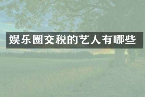 娱乐圈交税的艺人有哪些