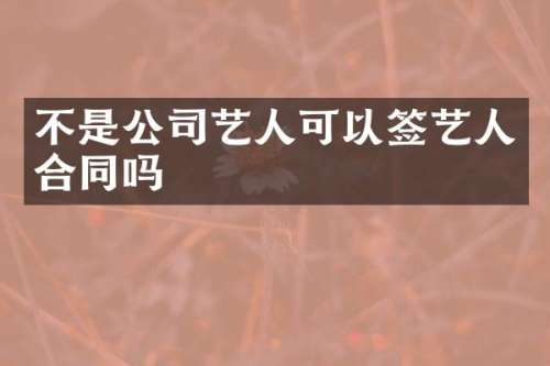 不是公司艺人可以签艺人合同吗
