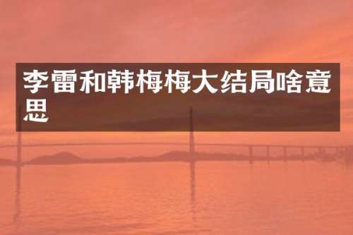 李雷和韩梅梅大结局啥意思