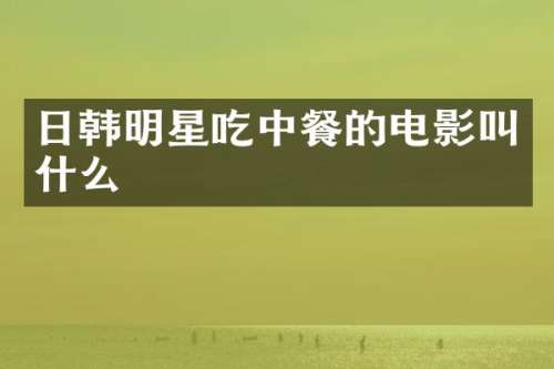 日韩明星吃中餐的电影叫什么
