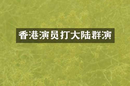 香港演员打大陆群演