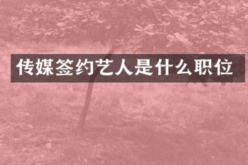 传媒签约艺人是什么职位
