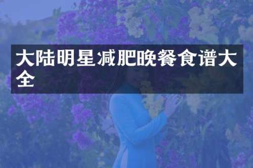 大陆明星减肥晚餐食谱大全