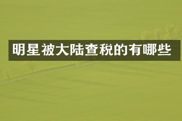 明星被大陆查税的有哪些