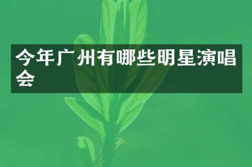 今年广州有哪些明星演唱会