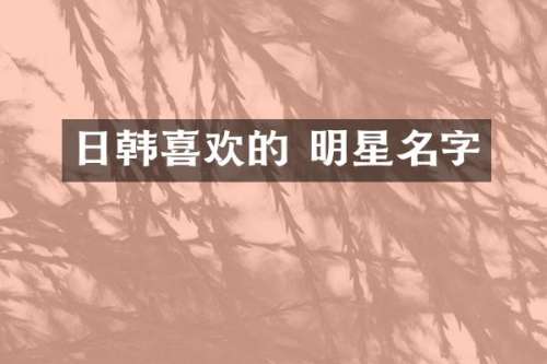 日韩喜欢的 明星名字