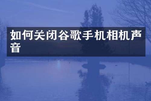 如何关闭谷歌手机相机声音