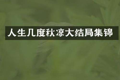 人生几度秋凉大结局集锦