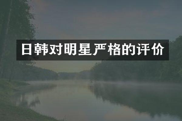 日韩对明星严格的评价