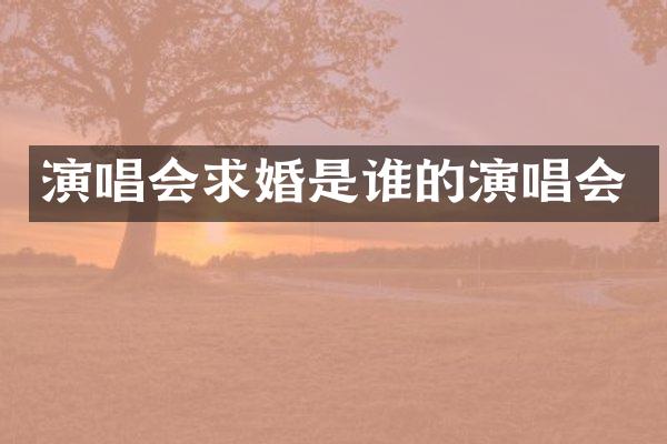 演唱会求婚是谁的演唱会