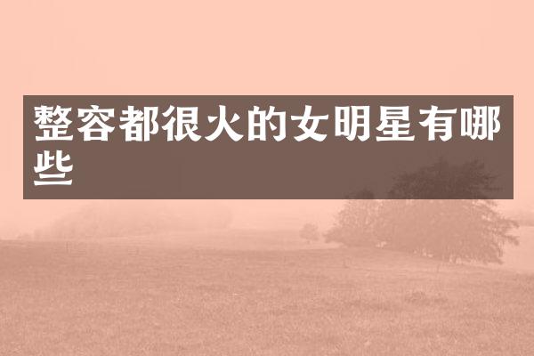 整容都很火的女明星有哪些