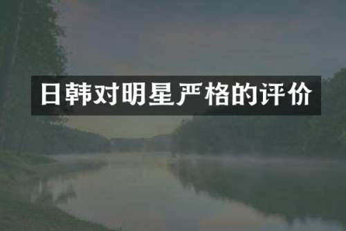 日韩对明星严格的评价