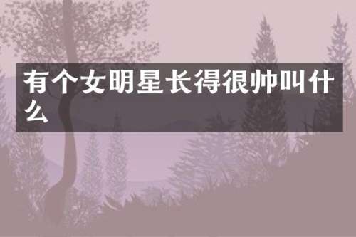 有个女明星长得很帅叫什么