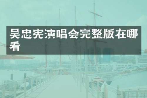 吴忠宪演唱会完整版在哪看