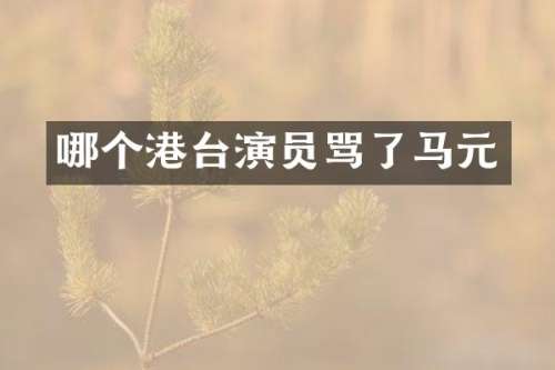 哪个港台演员骂了马元