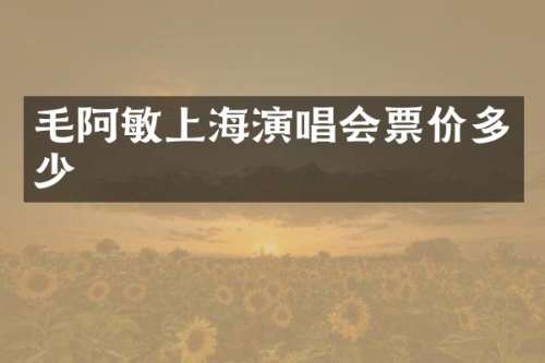 毛阿敏上海演唱会票价多少