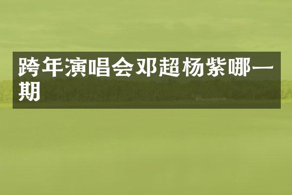 跨年演唱会邓超杨紫哪一期