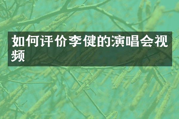 如何评价李健的演唱会视频