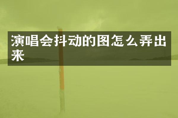 演唱会抖动的图怎么弄出来
