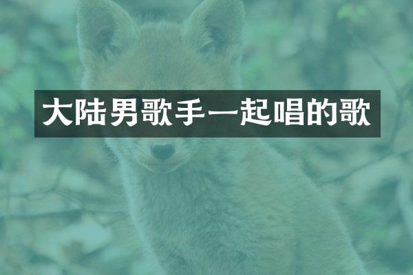 大陆男歌手一起唱的歌