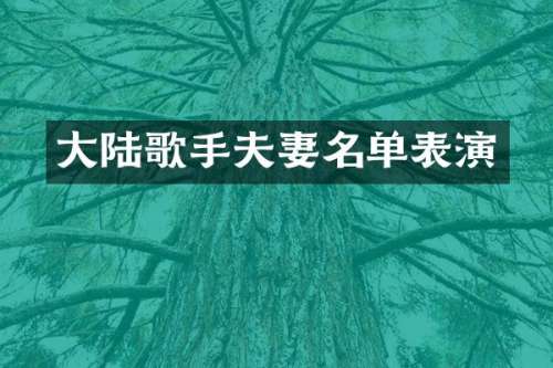 大陆歌手夫妻名单表演