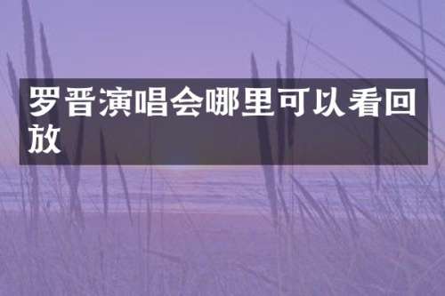 罗晋演唱会哪里可以看回放