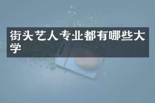 街头艺人专业都有哪些大学