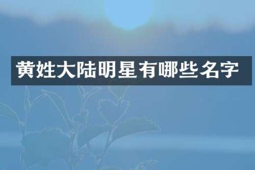 黄姓大陆明星有哪些名字