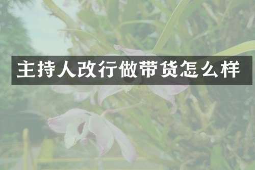 主持人改行做带货怎么样