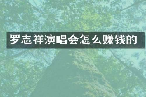 罗志祥演唱会怎么赚钱的