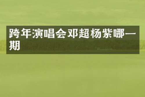 跨年演唱会邓超杨紫哪一期