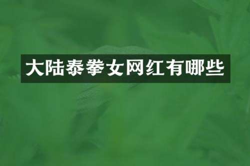大陆泰拳女网红有哪些