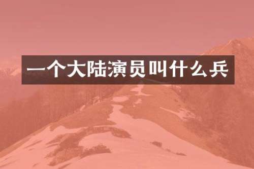 一个大陆演员叫什么兵