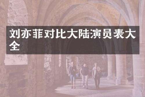 刘亦菲对比大陆演员表大全