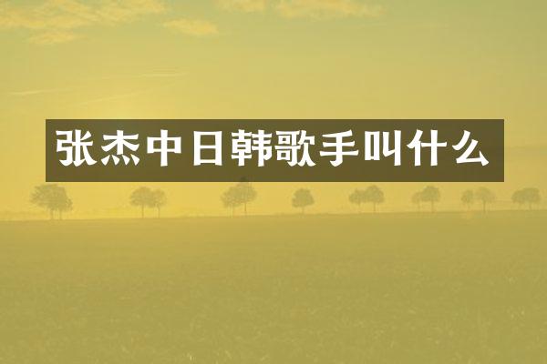 张杰中日韩歌手叫什么