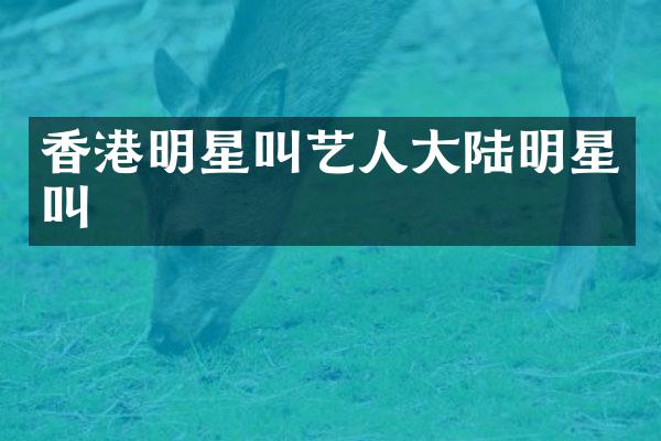 香港明星叫艺人大陆明星叫