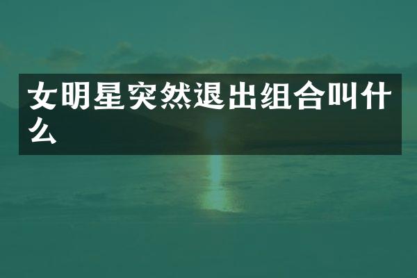 女明星突然退出组合叫什么