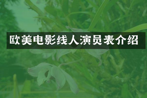 欧美电影线人演员表介绍