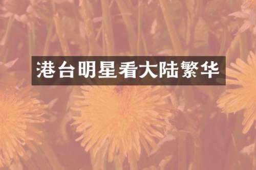 港台明星看大陆繁华