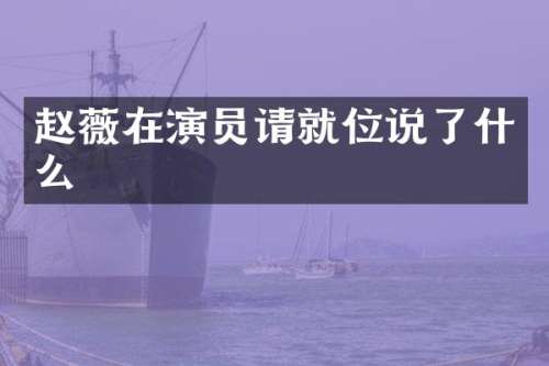 赵薇在演员请就位说了什么