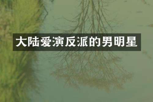 大陆爱演反派的男明星