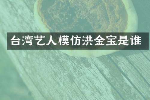 台湾艺人模仿洪金宝是谁