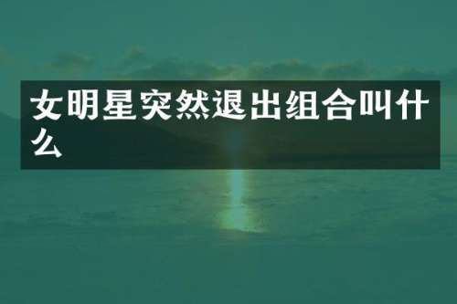 女明星突然退出组合叫什么
