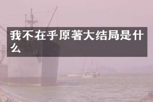 我不在乎原著大结局是什么