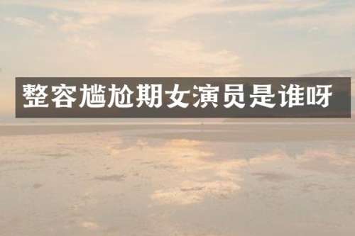 整容尴尬期女演员是谁呀