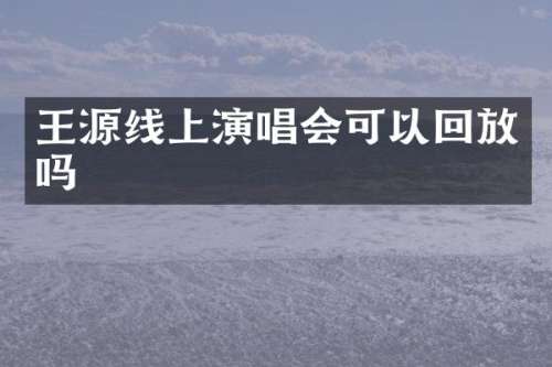 王源线上演唱会可以回放吗