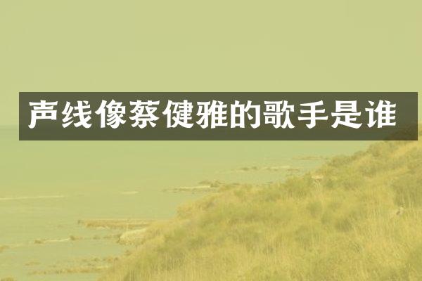 声线像蔡健雅的歌手是谁