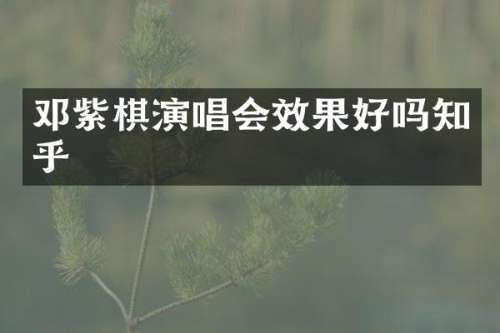 邓紫棋演唱会效果好吗知乎