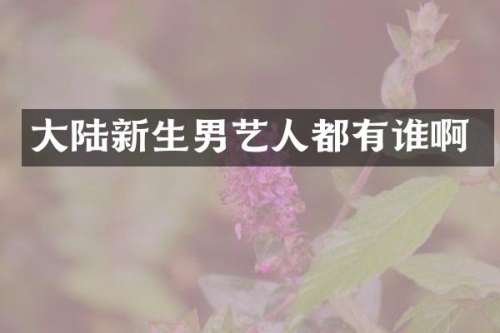 大陆新生男艺人都有谁啊